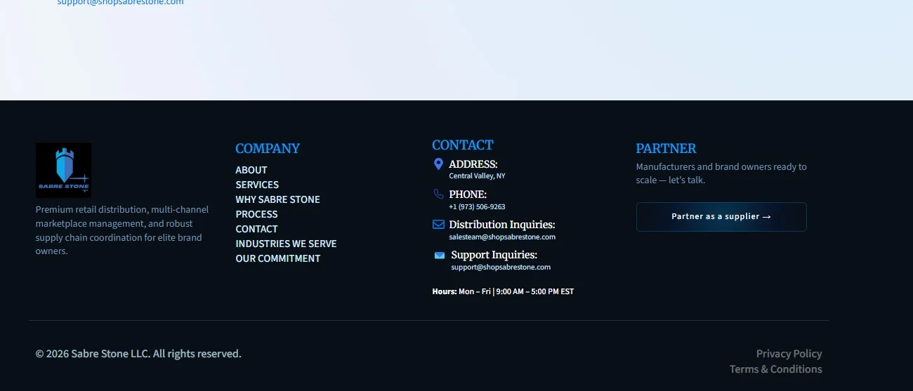 Sabre Stone website design, screen 8