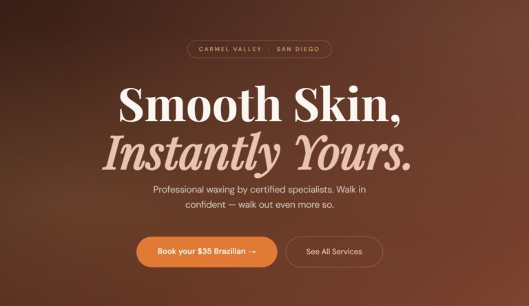 Waxing salon landing page design for Waxing the City