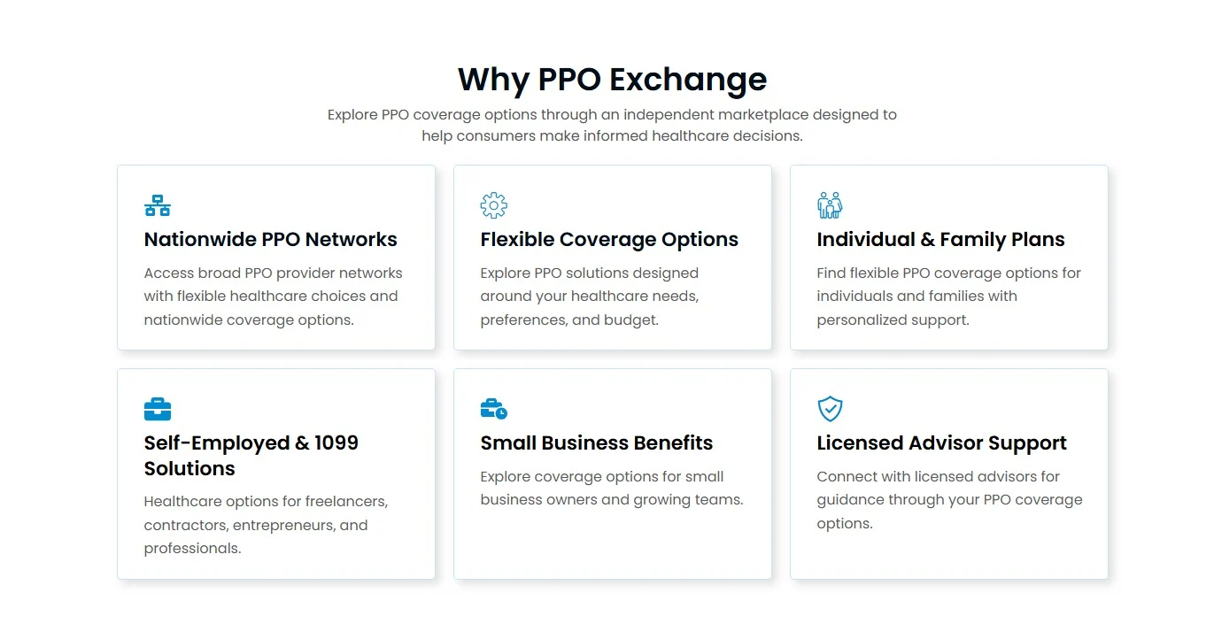 PPO Exchange website design, screen 5