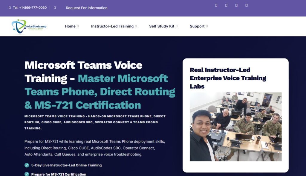 Voice Bootcamp MS-721 Microsoft Teams Voice Training Landing Page