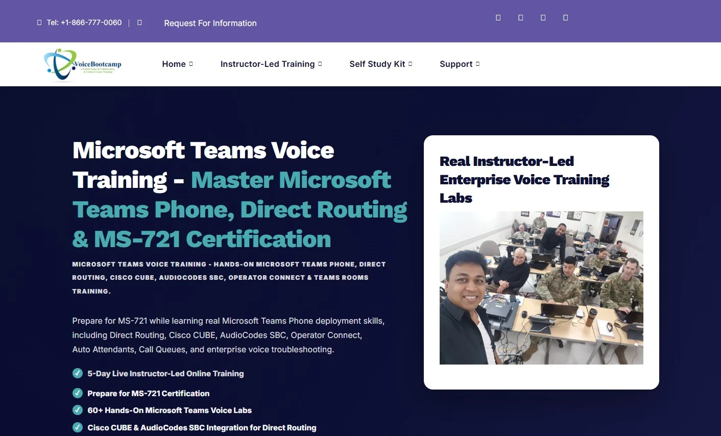 Voice Bootcamp website design, screen 2
