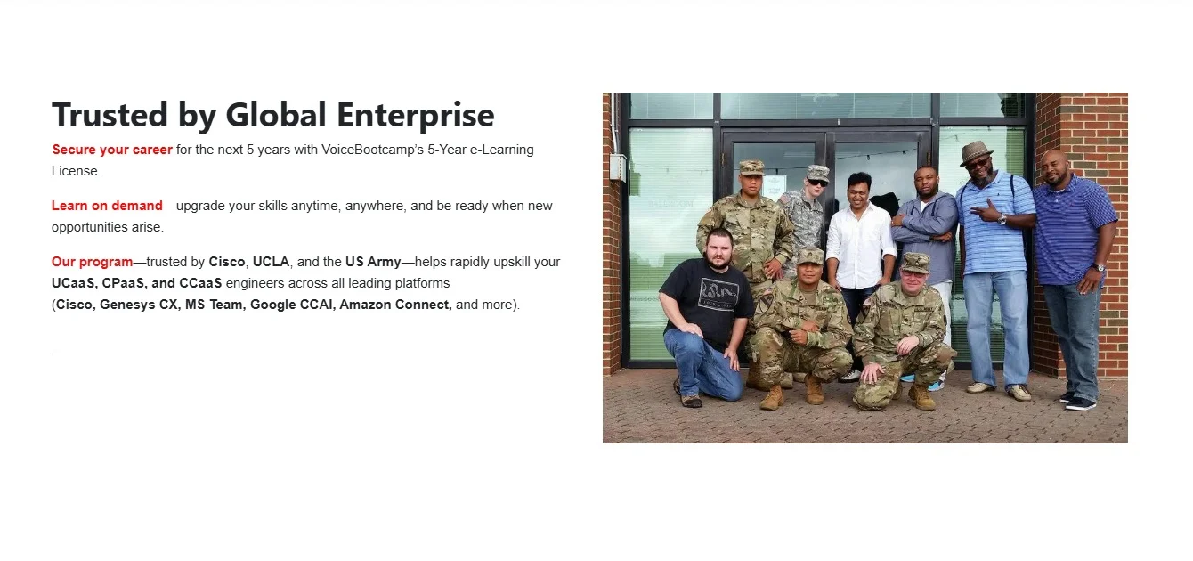 Voice Bootcamp website design, screen 7