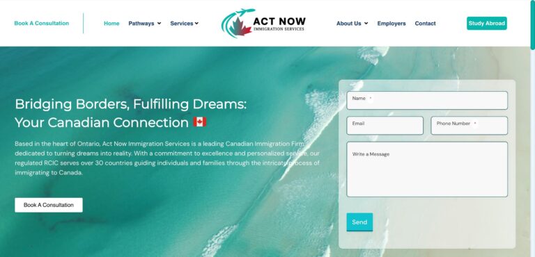 Act Now Immigration Canadian immigration Google Ads landing page