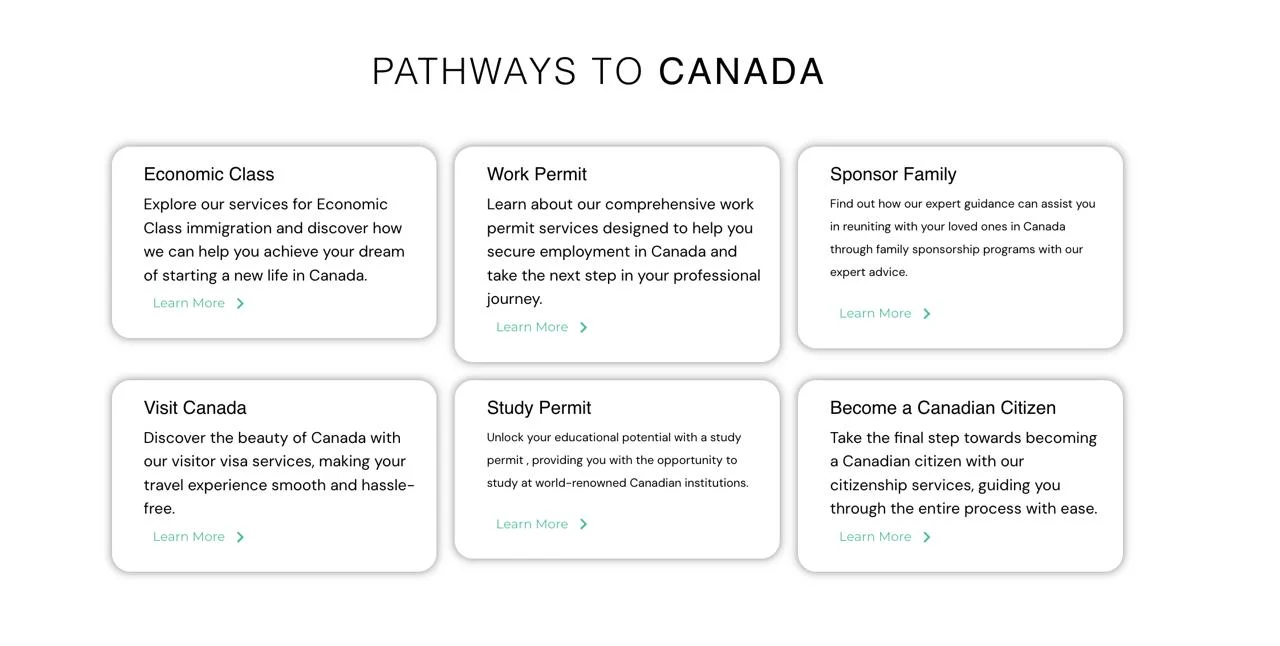 Act Now Immigration website design, screen 3