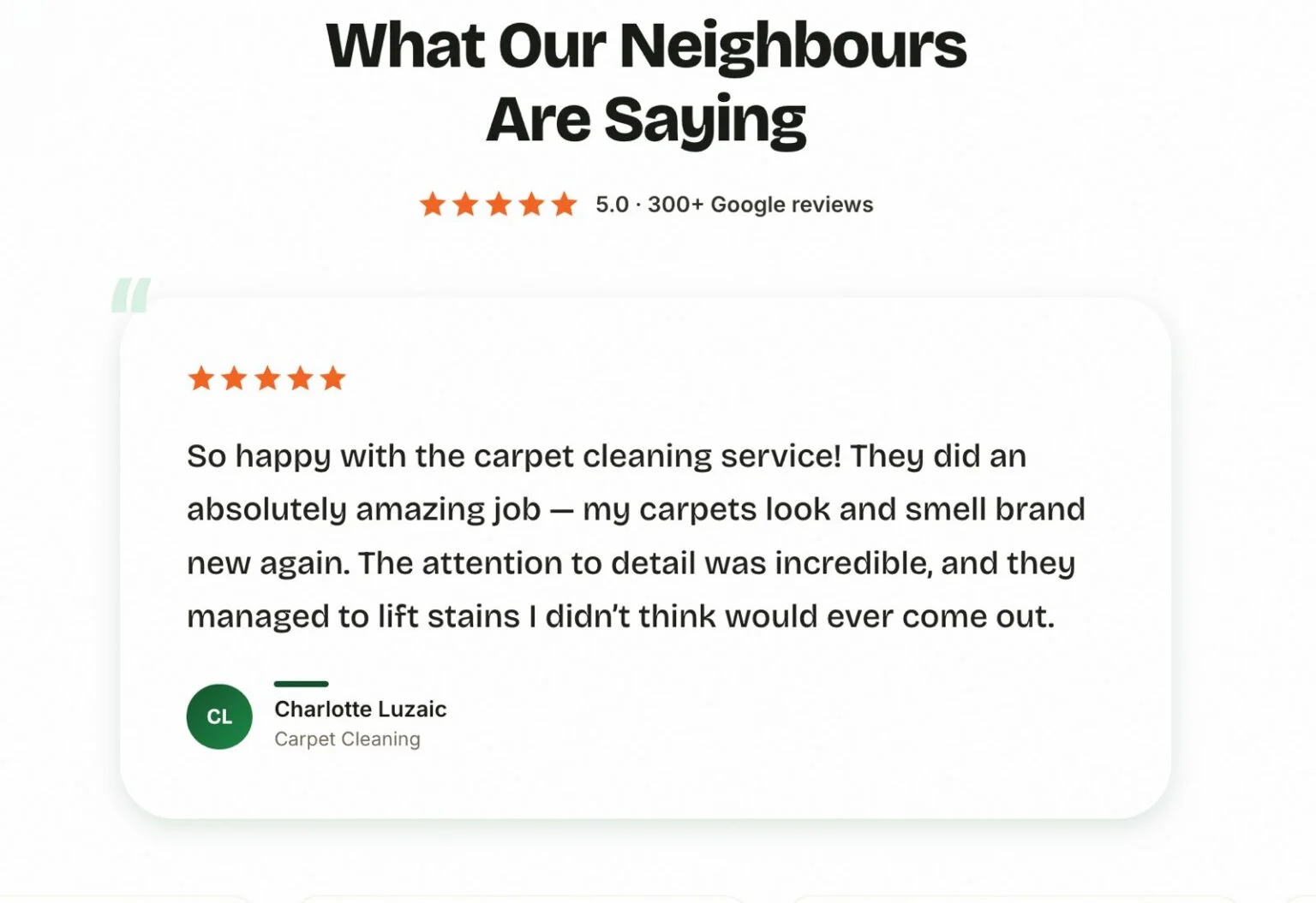 Green Lion Carpet Clean website design, screen 4