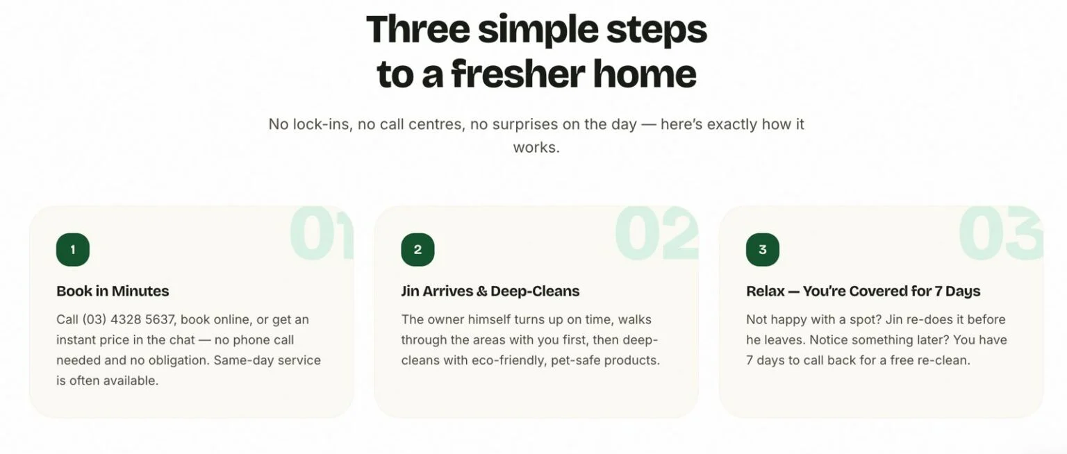 Green Lion Carpet Clean website design, screen 6