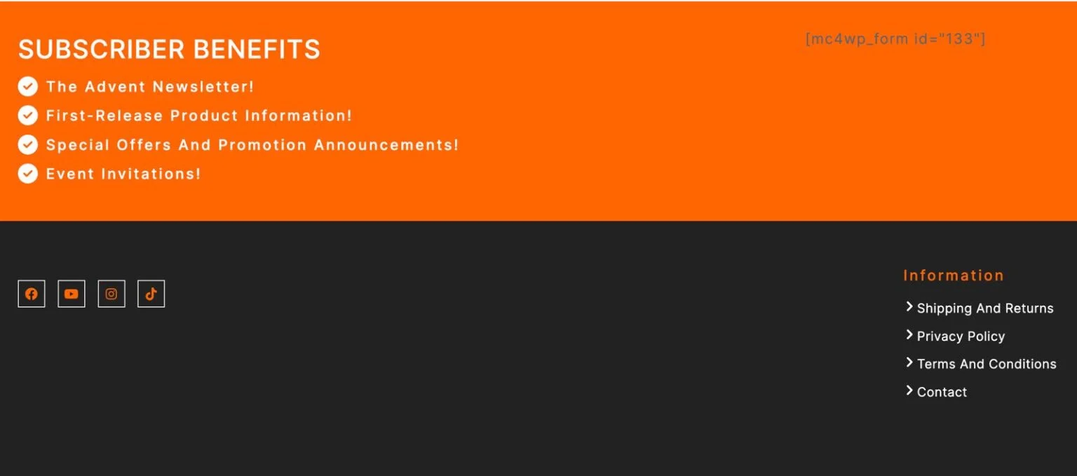 Advent Motorcycles website design, screen 5