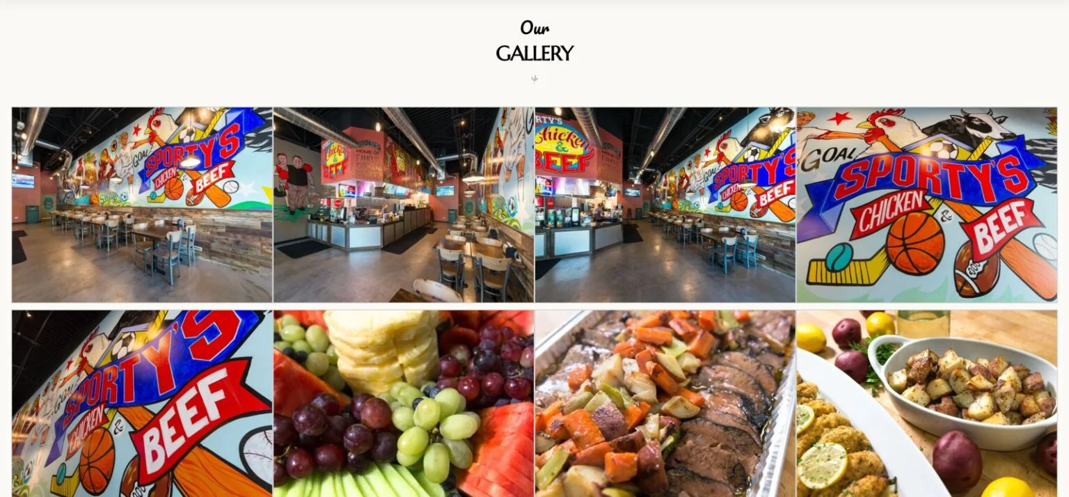 Sporty's Catering website design, screen 6