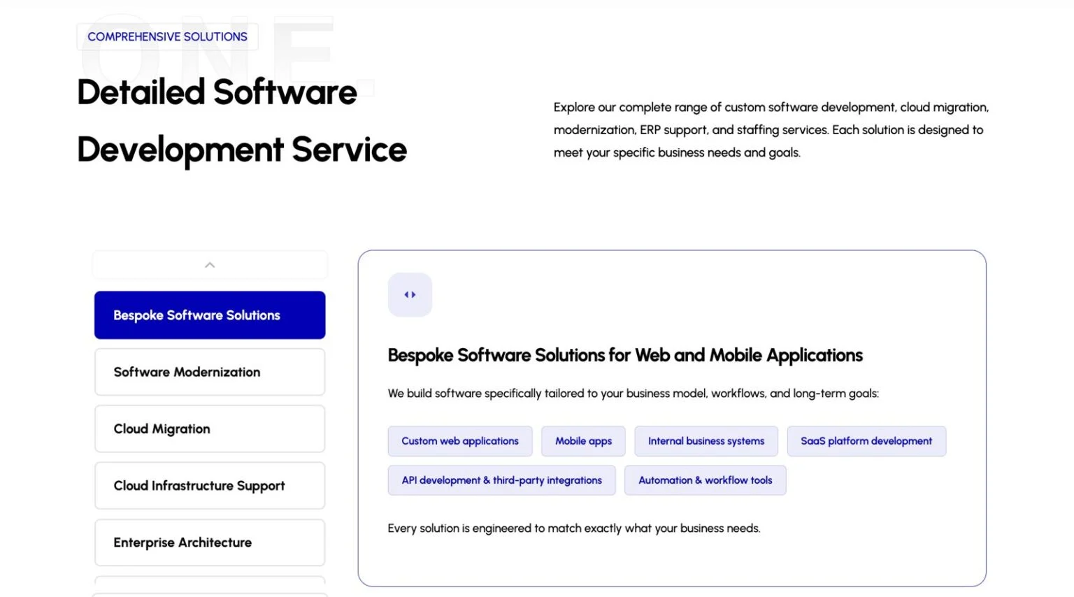 One Technology Services website design, screen 5