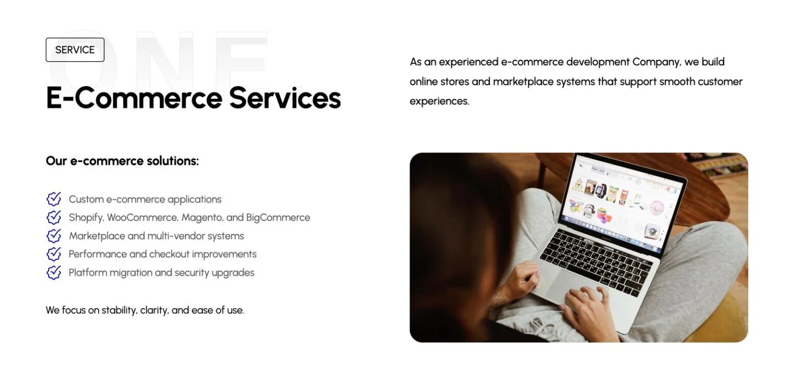 One Technology Services website design, screen 8