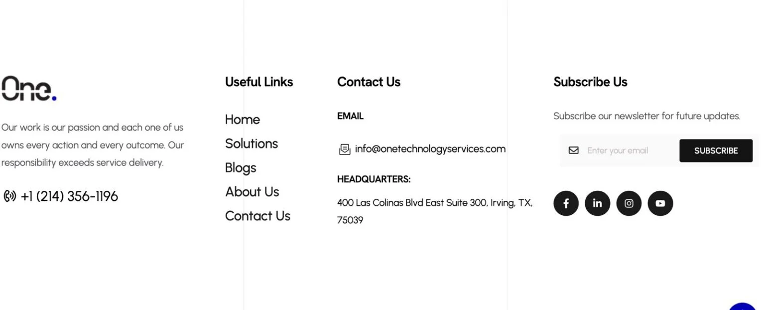 One Technology Services website design, screen 9