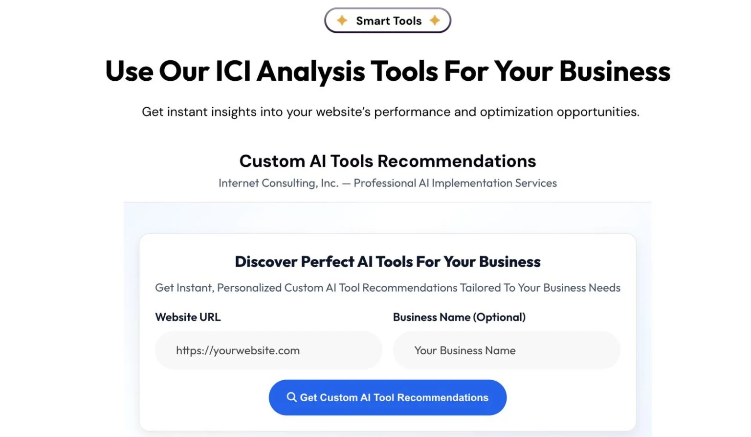 Internet Consulting Inc website design, screen 3