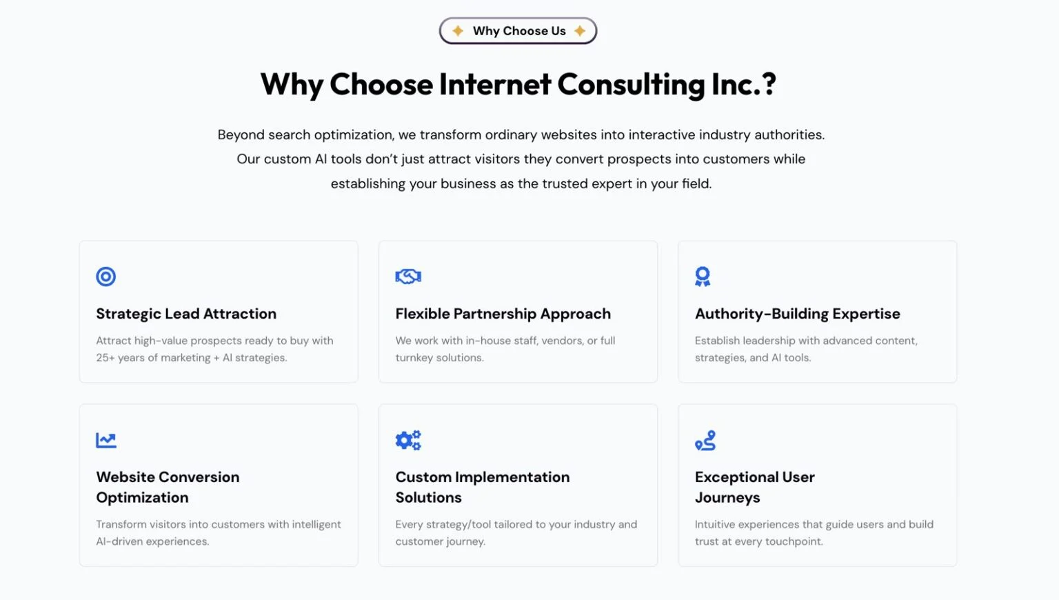 Internet Consulting Inc website design, screen 5