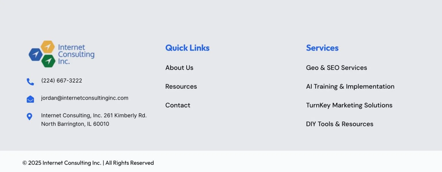 Internet Consulting Inc website design, screen 10
