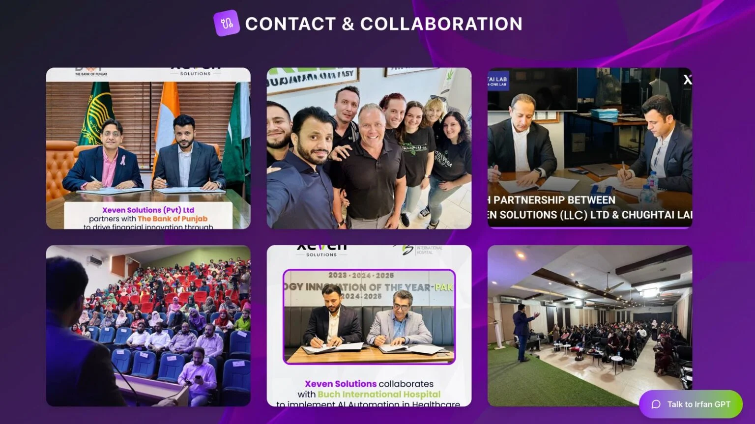 Irfan Malik website design, screen 5