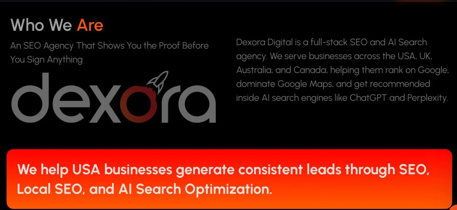 Dexora Digital website design, screen 2