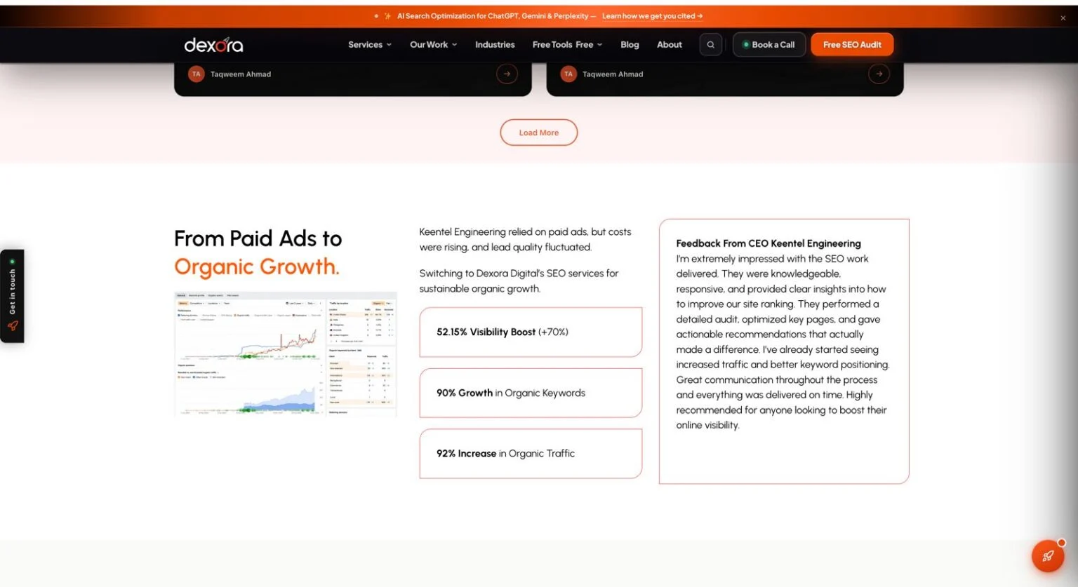Dexora Digital website design, screen 5