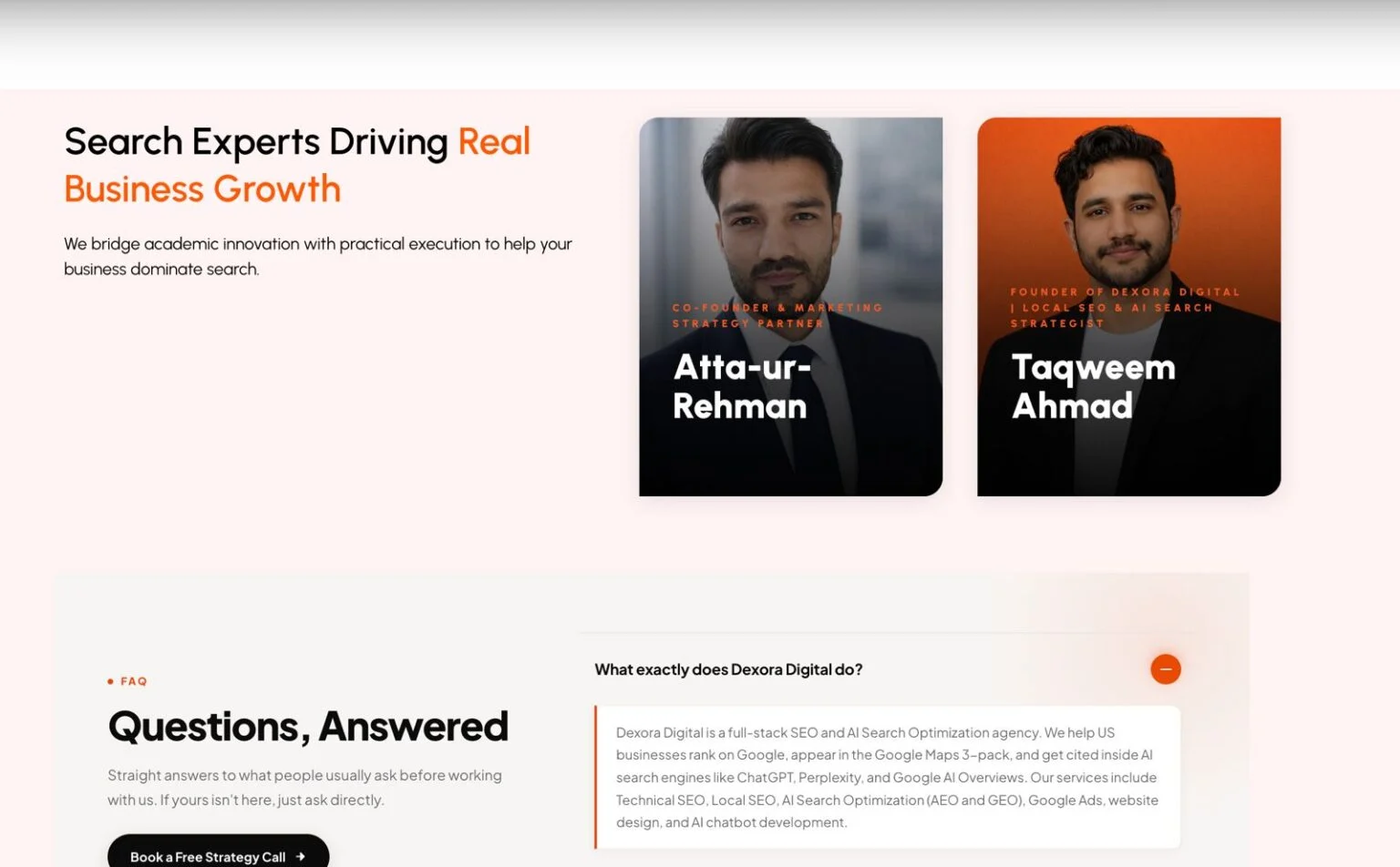 Dexora Digital website design, screen 7