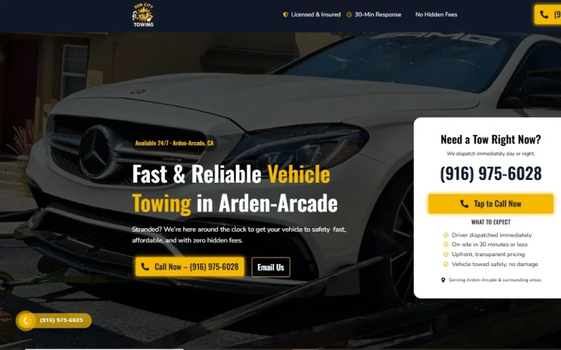 Sun City Tow landing page built by Dexora Digital