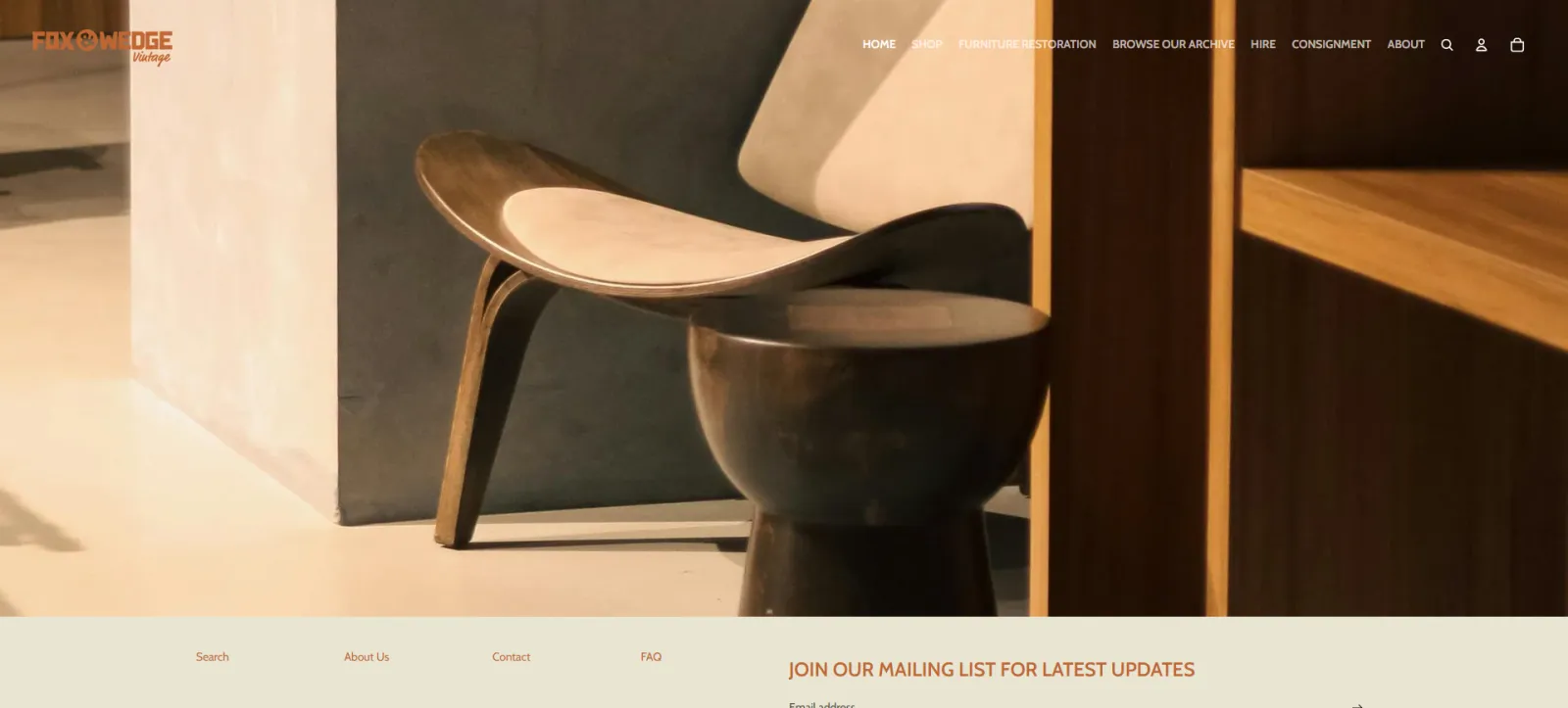Fox & Wedge Vintage homepage before the redesign