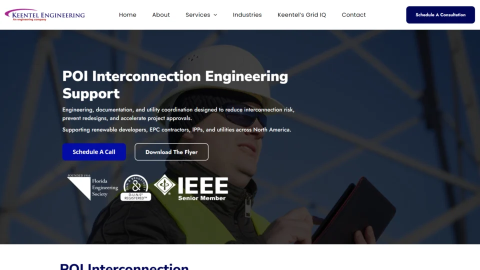 Keentel Engineering POI interconnection engineering support service page