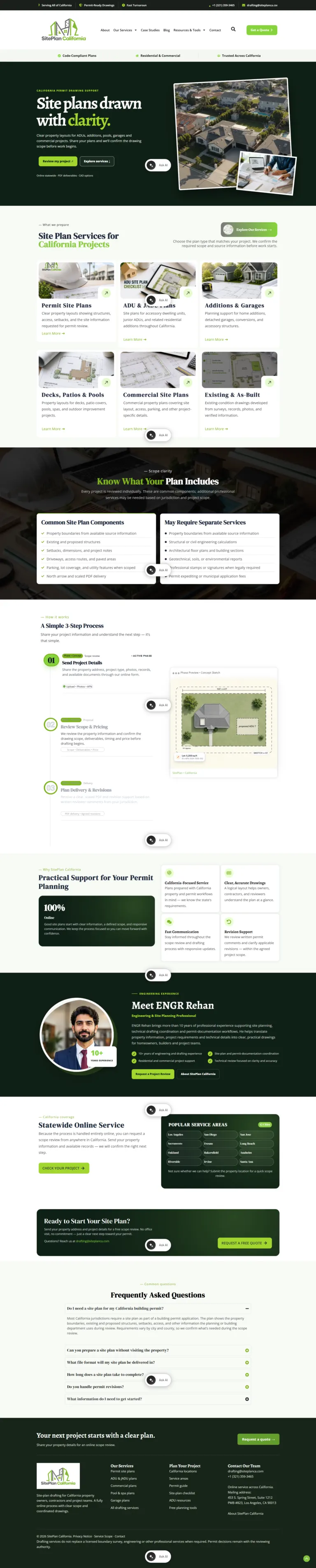 Full SitePlan California homepage, designed and developed by Dexora Digital
