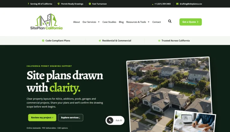 SitePlan California homepage designed and developed by Dexora Digital