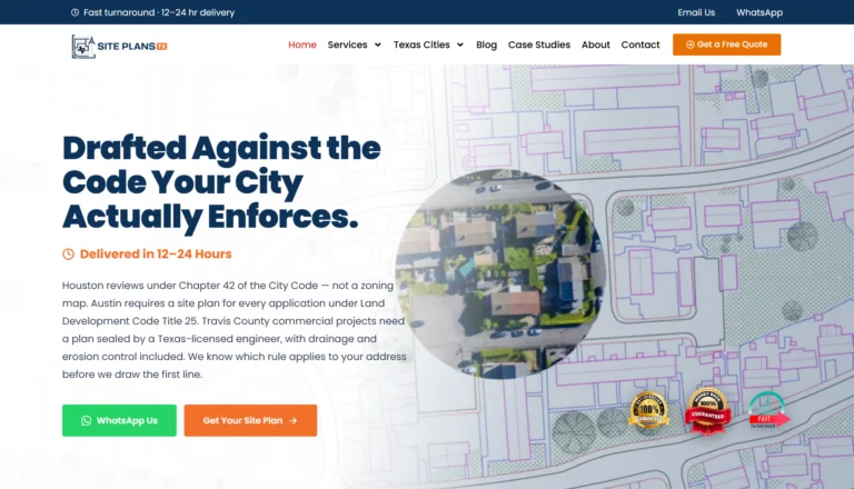Site Plans TX homepage designed and developed by Dexora Digital