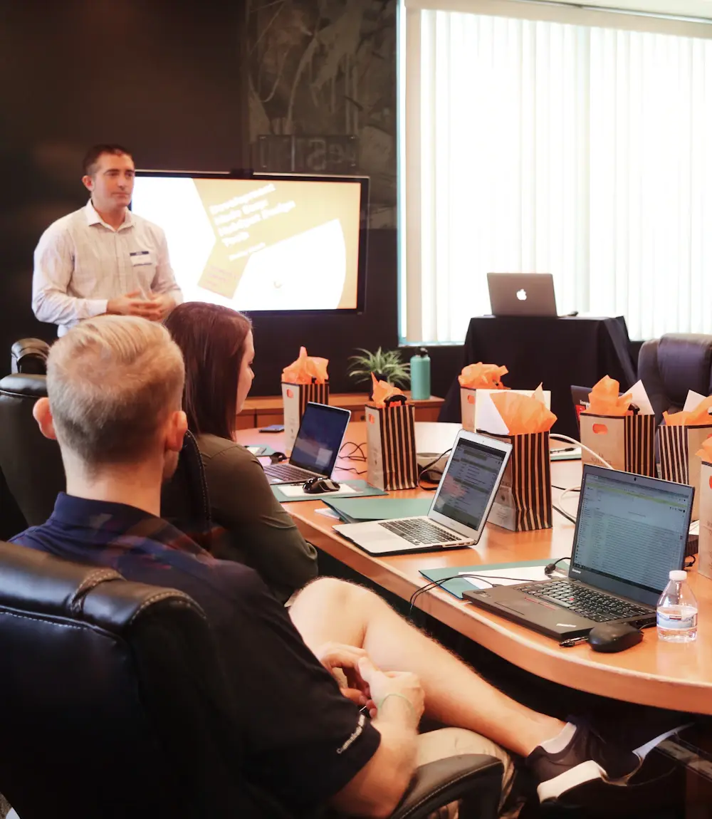 AI consultant presenting an automation roadmap to a business team