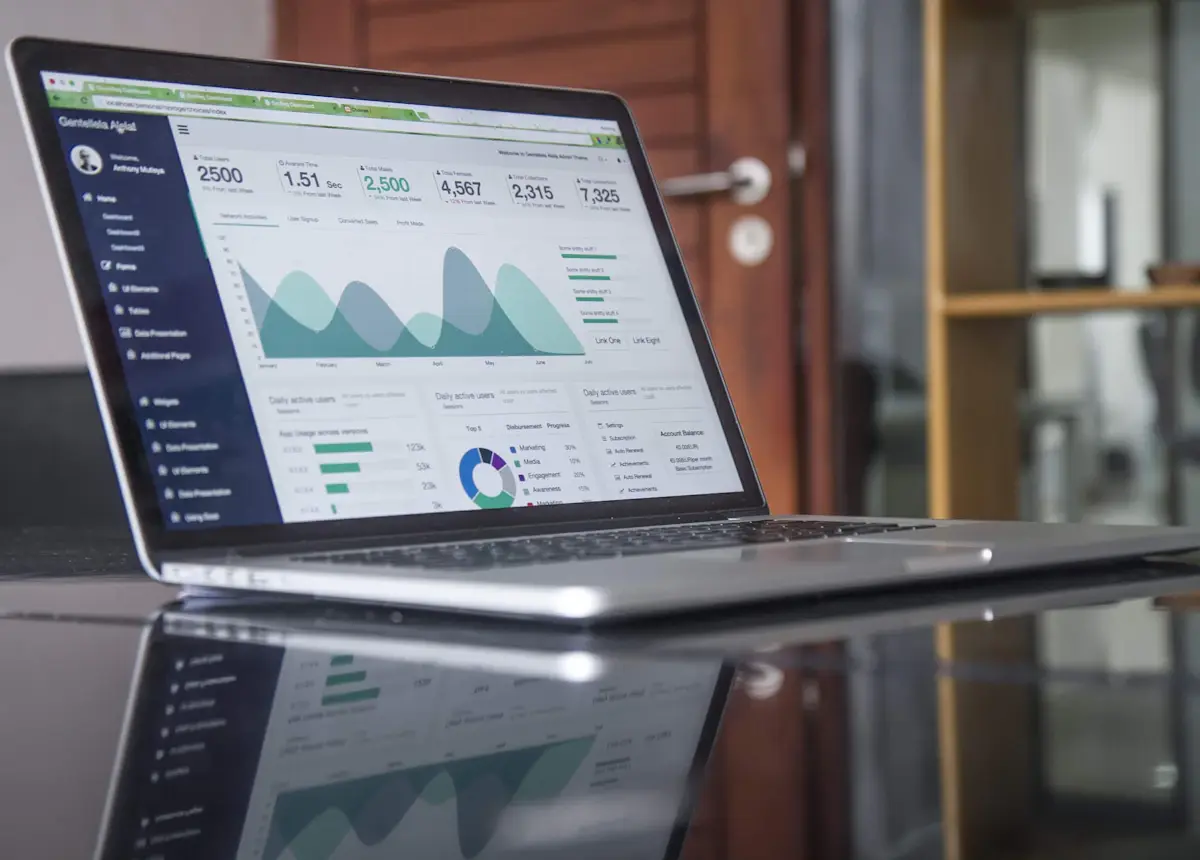 Laptop showing website traffic and conversion reports
